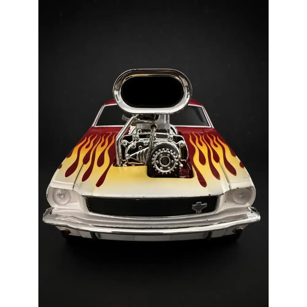 Muscle Machines 1966 Mustang Fastback Red Flames 1:18 Diecast Blown Hot Rod